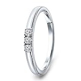 Miore, anello trilogy da donna, in oro bianco 9 carati 375 con diamanti da 0,09 kt, gioiello con brillanti, anello di fidanzamento e Oro bianco, 56 (17.8), cod. M9188R56