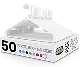 Utopia Home Appendiabiti in plastica bianchi, confezione da 50 con ganci - appendiabiti resistenti e robusti, salvaspazio per cappotti, gonne, pantaloni, vestiti, ecc. (bianco, confezione da 50)