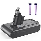 Batteria per Dyson V6, FLYLINKTECH 21.6V 4600 mAh Batteria di Ricambio per Dyson V6 DC62 DC58 DC59 DC61 DC72 DC74 Extra, Trigger, Fluffy, Absolute SV03 SV05 SV06 SV07 SV092 （2 filtri + 1 pennello）