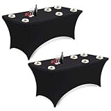 2 Copritavolo Elasticizzato Rettangolare Tovaglie Elasticizzate Lavabile 183x75x75 cm per Tavolo Pieghevole da 183 cm Ideale per Matrimoni Feste Banchetti Catering Lavabile in Lavatrice (Nero)