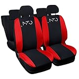 Lupex Shop Coprisedili auto compatibili con Mito, Made in Italy, tessuto poliestere, set sedili completi anteriori e posteriori (Nero - Rosso)