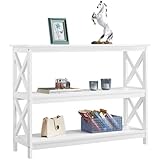 Yaheetech Tavolo Console a 3 Ripiani Tavolino da Ingresso Laterale Tavolo Consolle Salvaspazio per Soggiorno Salotto Corridoio Struttura a Forma X Mobiletto da Entrata 106 x 35 x 80 cm