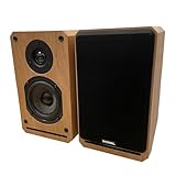 Roxel RBS 300 - Altoparlante passivo per libreria, cassa effetto legno, con woofer in fibra di carbonio rinforzato da 10,2 cm, tweeter a calotta in seta da 2,5 cm, suono dettagliato e raffinato, bassi