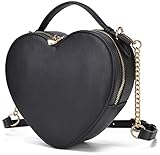 lola mae Borsa a tracolla a tracolla a forma di cuore per le donne con cerniera intorno alla borsa a tracolla, Nero-759, Small