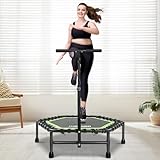ONETWOFIT 107/114cm trampolino a rimbalzo per adulti, mini trampolino silenzioso per esercizi indoor, trampoline fitness con rimbalzo bungee (verde-114cm)