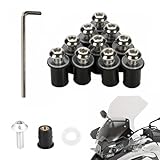 10 Pcs Parabrezza bullone Universale Moto Parabrezza Bulloni Cupolino Viti Kit, M5x16mm Moto Parabrezza Bulloni Viti Kit,Kit di Installazione Parabrezza (Argento)