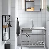 Lavandino Da Esterno Giardino Acquaio Da Esterno Con Supporto 1 Vasca Lavello Cucin in Acciaio Inox Autoportante 75cmX40cmX75cm Lavatoio in Acciaio Inox 304 lavello Esterno Rimovibile Indipendente