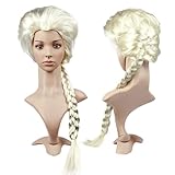 Parrucca Frozen Elsa in Fibra Sintetica, Bianco Sporco, Capelli Lunghi da Donna per Anime, Cosplay, Halloween, Natale e Bar
