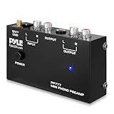 Pyle Output PP777 - Preamplificatore per giradischi Phono Mini ingresso preamplificatore audio stereo elettronico, uscita RCA e funzionamento a basso rumore, alimentato da adattatore CC da 12 Volt