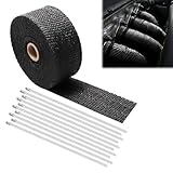 Benda Termica per Scarico Marmitta 5M Bende Termiche Moto Nastro Termico Protezione Calore Scarico Benda Termica Scarico con 10 Fascette Metalliche per Tubi di Scarico per Auto e Moto