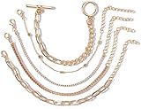 PULABO Set di 5 braccialetti color oro con bracciale a catena con strass, cavigliera regolabile, gioielli quotidiani fatti a mano per ragazze adolescenti durevole