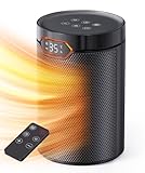 QEXREED Stufetta Elettrica Basso Consumo, 1500W, PTC, Modalità ECO & Breeze, 4 Modalità di Calore, Timer 24H, Termostato, Telecomando, Protezione da Ribaltamento e Surriscaldamento per Casa, Ufficio