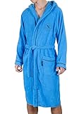 hermet SSC Napoli, Accappatoio In Microspugna Adulto Con Cappuccio, 100% Cotone, Busta Salvaspazio, taglia M, Prodotto Ufficiale, Azzurro