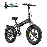 ENGWE Bici Elettrica Pieghevole, Bicicletta Elettrica da 48V 13Ah Batteria Rimovibile, Autonomia di 50-120 km E-bike，20"×4.0" Fat Tire 7 Velocità ebike da per Ogni Terreno (EP-2 BOOST, Nero)