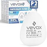 VEVOX® Filtro antiparticolato P2 in set da 10 - Protezione contro particelle e aerosol - Capacità di filtrazione del 94% per particelle e aerosol (0,3μm) - incl. 2 x contenitore in plastica