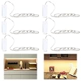 Striscia LED a Batteria, 6 Pezzi Striscia Led, 1 Metri Luce Armadio LED, 3000K Bianco Caldo Luci LED Cucina, per Scale, Cucina, Armadio, Vetrina, Corridoi, Scrivania