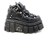 New Rock M-106-C45 Itali Nero Scarpa da Donna in Pelle Nera Black, 38