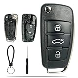 SUPALAND Guscio Chiave di Ricambio a 3 Tasti Per Telecomando Auto Con Lama Compatibile con Audi A1 A2 A3 A4 A6 Q1 Q3 Q5 Q7 S3 S4 S6 R8 TT con 1 Catena Portachiavi, 1 cacciavite.