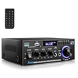 Romicta Amplificatore Audio, Amplificatore HiFi, Amplificatore stereo 600W 2 canali, Bluetooth 5.0, 12V 220V display LCD, Hi-Fi, radio FM portatile, Scheda SD Card/USB, per la casa o per l'auto