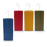 Paluplus Set 4 Evaporatori d'acqua per termosifoni in Ceramica, misura 8x4x18 cm, Umidificatore con motivo RIGHE A ONDE e gancio a forma di S, Colore Rosso, Blu, Giallo e Verde -5732F