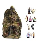 BLUSUPERSHOP presepe COMPLETO art4 25x25 cm alto 35 cm LEGNO E sughero con o senza pastori SENZA 11 PASTORI 8 CM PLASTICA O TERRACOTTA 7 CM SAN GREGORIO ARMENO tempio