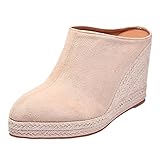 Iheeled ShoesFaux Suede Ladies Zeppa Scarpe Casual Donna Scarpe A Punta Piattaforma Slip On Lady Scarpe Outdoor Stock Womens Sandali Memory Foam, Beige, 37.5 EU