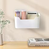 UKOFEW Scatola di Stoccaggio Adesiva a Parete, Scatola di Archiviazione Porta Cucina, Rganizer Armadio Adesivo, Scatola di Stoccaggio Adesiva, per Bagno Ufficio Frigorifero Armadio (Bianco)