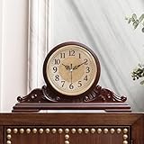 Orologio, salotto orologio decorativo camino, quadrante in bronzo e orologio digitale camino, retro mute, design antico, imitazione colore mogano 42cm di lunghezza
