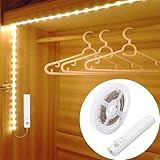 Luce Armadio LED con Sensore di Movimento, OriFiil Striscia LED 1 Metro Striscie a Batteria, 3000K Bianco Caldo Luce Bambini Notturna per Armadi Camere da Letto, Scala, Guardaroba, Bagno