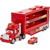 Mattel Disney Pixar CARS - Mack Mini Racers Trasportatore, include mini veicolo die-cast di Saetta McQueen, trasporta fino a 18 mini veicoli da corsa, giocattolo per bambini, 4+ anni, GNW34