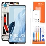 AGCUT LCD Schermo per Oppo Find X5 Lite LCD Display per Oppo Reno 7 5G CPH2371 LCD Touch Screen Assembly con Riparazione Strumenti (Nero con Telaio, Incell)