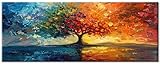 Quadro su tela grande 120 x 30 cm XXL da parete per soggiorno, poster e stampe artistiche da parete, albero della vita, decorazione per camera da letto, astratto, moderno, arte (senza cornice)