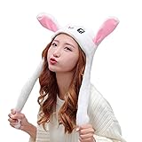AWCIGG Cappello Coniglio con Orecchie che si Muovono Cute Peluche Cappelli Orecchie che si Alzano Kawaii Regalo di Compleanno di Natale Pasqua per Bambina Bambini Donna Ragazze