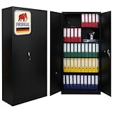 PROREGAL Armadio con ante a battente ELEPHANT metallo con serratura 2 ante 180x80x40cm acciaio 4 ripiani nero da officina