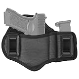 ZONSUSE Fondina Universale IWB, Fondina per Pistola Nascosta, Fondina Tattica per Pancake in Pelle PU per Pistola per Uomo/Donna, Compatibile con Glock 17/19/23, Beretta 92 fs (con Tasca Porta-mag/1)