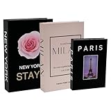 Libri Decorativi Arredamento Confezione da 3 Libri Finti Oggetti Decorativi per La Casa Libri Moda Decorazioni, Adatto per La Decorazione di Tavolini da Caffè,Soggiorno,Tavolo,Esposizione di Libri