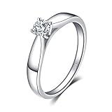 JewelryPalace Anello Donna in Argento 925 Solitario, Tre Ori con Diamante Simulato per Fidanzamento, Anniversario, Matrimonio, Promessa - Gioielli