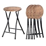 ZZINOKE Set Di 4 Sgabello Pieghevole,Sgabello Cucina, Nessun Montaggio Richiesto,Sgabello Pieghevole Portatile,30×30×46 cm, Adatto per Cucina,Bistrot,Giardino e Esterni (Marrone Vintage e Nero)
