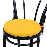 HD BRICO set 4 Cuscini Rontondi per Sedia Cucina Coprisedia Imbottiti Laccetti Tinta unita Spessore 4 cm x 38 cm (giallo) MADE IN ITALIA