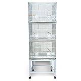 Pet's Solution - Batteria Gabbie da Cova Zincate con Carrello e Accessori, per Allevamento, Riproduzione ed Esposizione Uccelli - Modulo da 3 Gabbie di 60x42x43h cm