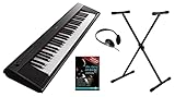 Yamaha Piaggero NP-12B Kit pianoforte portatile con 61 tasti dinamici, 10 suoni di qualità, registrazione, supporto tastiera, auricolare, scuola di pianoforte, USB, batterie