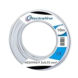 Electraline 10901 Piattina Indivisibile H03VVH2-F, Sezione 2x0.75 mm, 10 mt, Bianco
