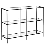 VASAGLE Consolle Ingresso, Tavolo Consolle, Scaffale a 3 Ripiani in Vetro Temperato, 30 x 100 x 73 cm, Struttura Metallo, Corridoio Soggiorno Camera da Letto, Nero LGT027B01