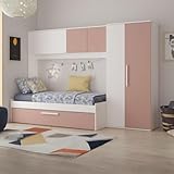 Cameretta a ponte con letto estraibile colore bianco e rosa antico - Pinky