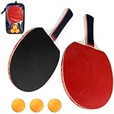 Gentpovth Set di Racchette da Ping Pong con 2 Racchette e 3 Palline, Qualità Professionale Racchette Ping Pong in Gomma a Doppia Faccia, per Tempo Libero e Allenamento, principianti e professionisti