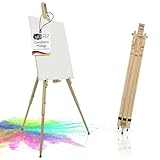 Artina Cavalletto Pittura da Campagna Malaga per artisti pittori Accademia Belle Arti Legno massello di Pino Portatile Stabile e Robusto - Cavalletto per dipingere e disegnare Professionale da Studio