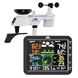 AIRAIN TECH Stazione meteo wireless 10 in 1 con sensore wireless esterno, orologio radiocontrollato, pluviometro, velocità/direzione del vento, fasi lunari, barometro, temperatura/umidità, previsioni