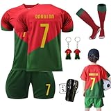 Ronronner Maglie da Calcio,7 Rosso Maglia T-Shirt, Maglia da Calcio per Bambini, Maglietta da Calcio per Bambini con Pantaloncini con Le Calze per Bambino Ragazzo -24