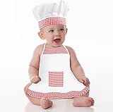 2 pezzi bel vestito da cuoco per bambini, costume da cucina, cappello/grembiule per bambini dai 6 ai 24 mesi, costume rosso e bianco, abbigliamento da cucina per ragazzi come foto ricordo