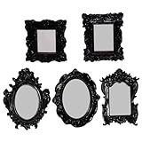 Squadra di immagini decorative da 5 pezzi, telaio fotografico ovale, fotogramma quadrato e rettangolare, cornici per immagini vintage nera, cornici per immagini in resina gotica per casa, hotel,
